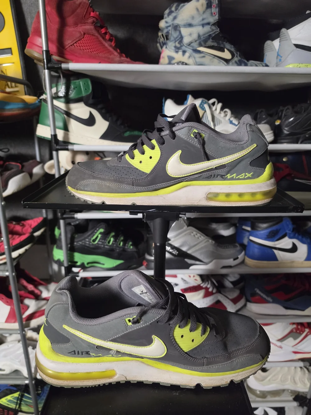 🔥 Nike Gray Neon Yellow Air Max Wright LTD Men's Size 12 Athletic Shoes